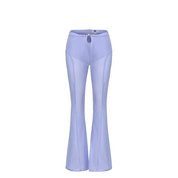 Meng Mid Rise Flare Pants, MID-RISE - WIDE-LEG - FULL LENGTH, Stretch Knit Fabric and Lining, Brocade Knot Button Center Front, lavender, front