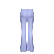 Meng Mid Rise Flare Pants, MID-RISE - WIDE-LEG - FULL LENGTH, Stretch Knit Fabric and Lining, Brocade Knot Button Center Front, lavender, back