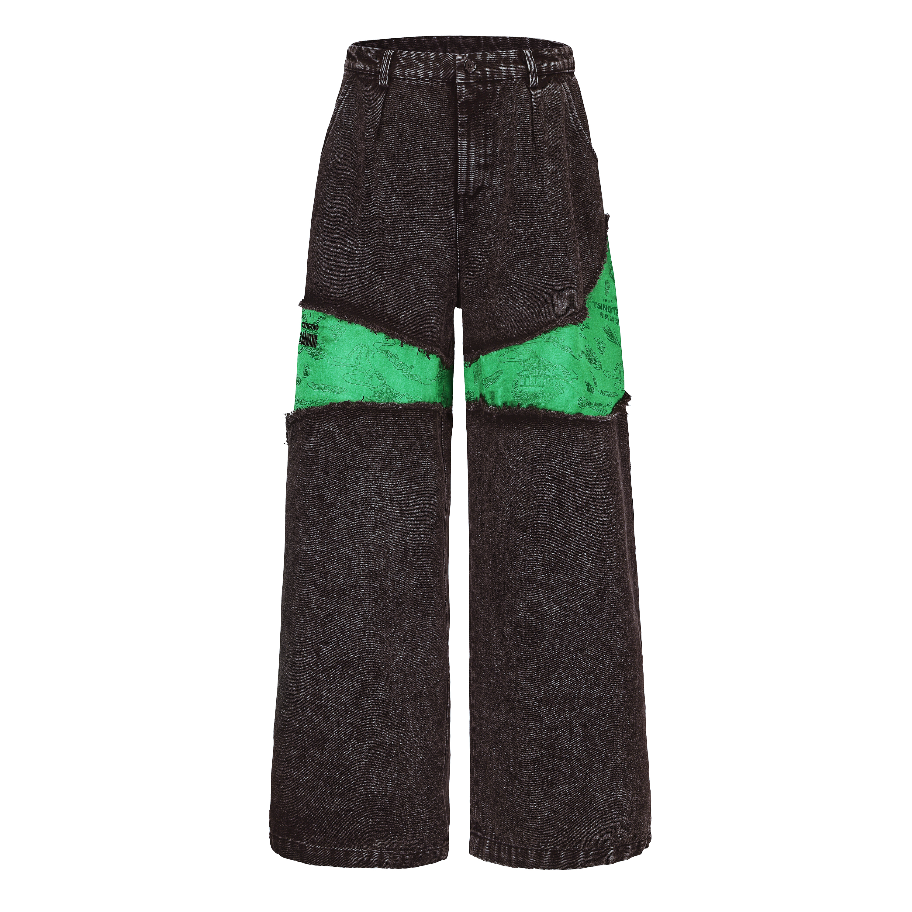 TSINGTAO x DAWANG Deng Denim/Brocade Patch Pants