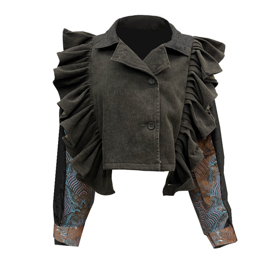 Unisex Ruffled Denim Jacket