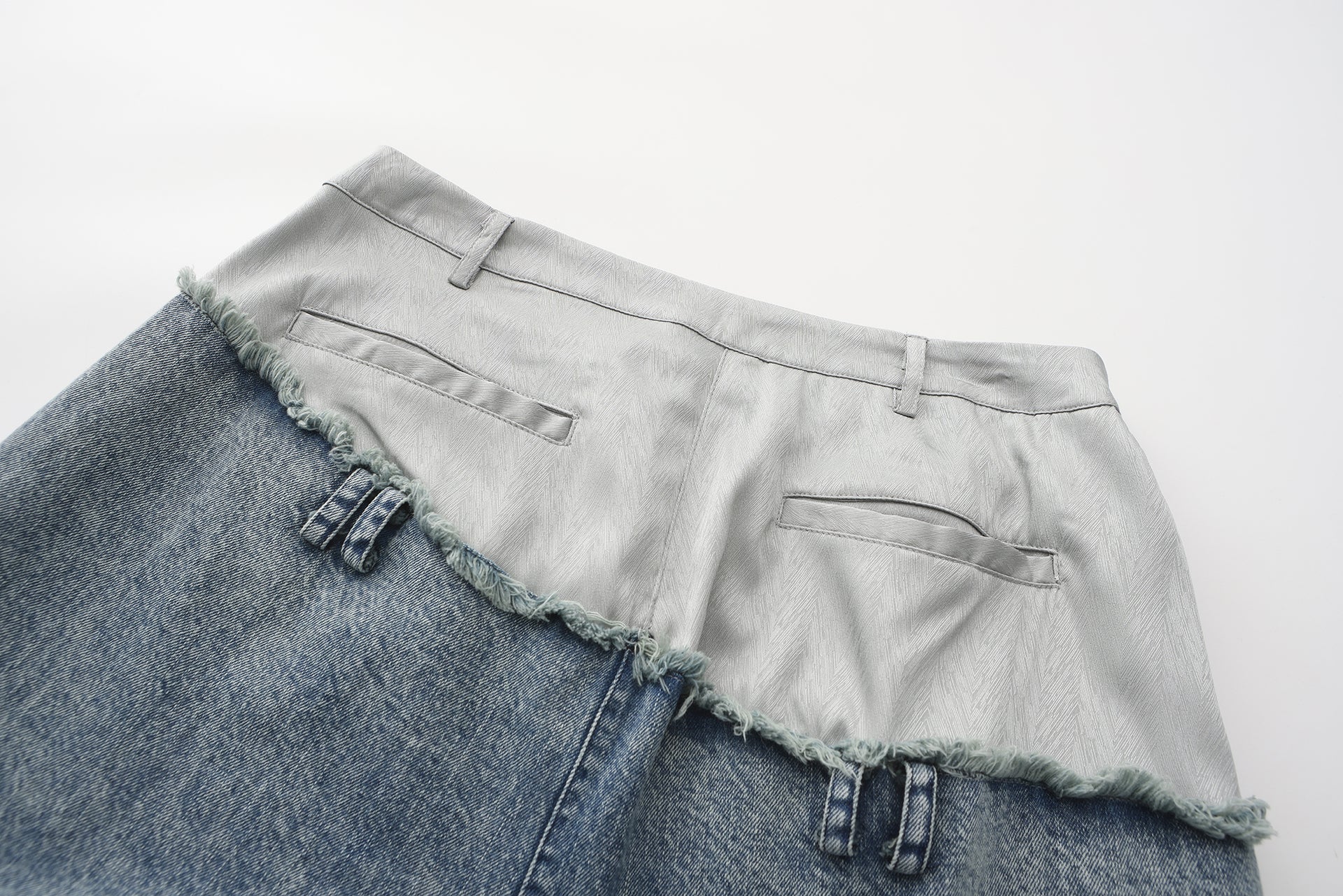 Jun WideLeg Denim/Brocade Patch Pants