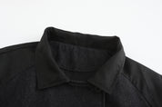 Li Patch Collar Button Oversized Coat, Drop Shoulder Oversized, collar close up