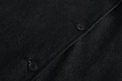 Li Patch Collar Button Oversized Coat, Contrast Black DAWANG, button close up