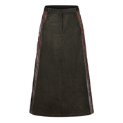 Cha Patch Maxi Skirt, Mid/Low Waist Fit, Denim Brocade Patch, front