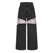 Deng Denim/Brocade Patch Pants