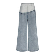 Jun WideLeg Denim/Brocade Patch Pants