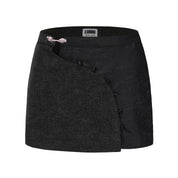 Zhen Side Button Denim Patch Mini Skirt