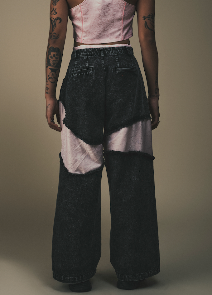 Deng Denim/Brocade Patch Pants