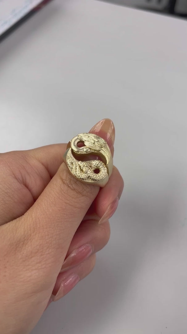 Yin Yang Dragon + Phoenix Ring Set